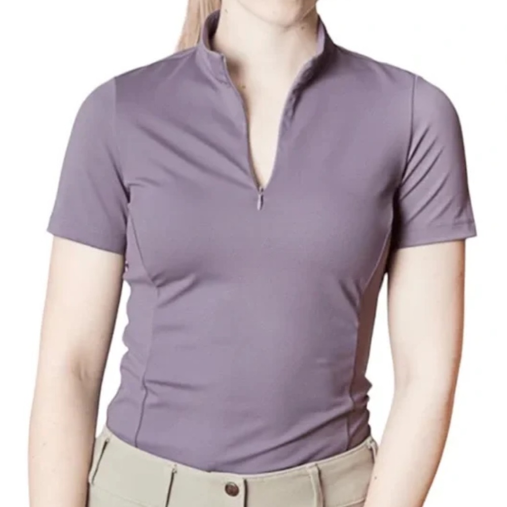 TKEQ Quinn Essential Horse Show Competition Stretchy Short Sleeve Shirt Purple